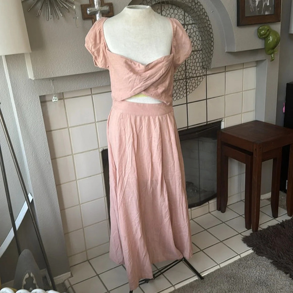 Free people cut out waist backless w/ wrap top small in a pinky peach color - Picture 1 of 12